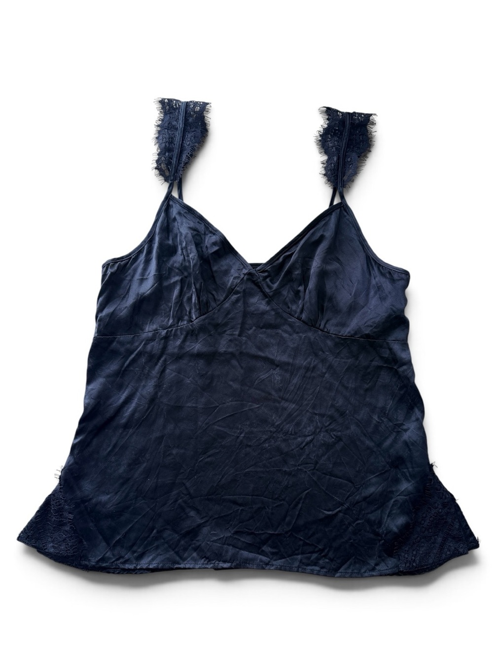 Johnny Was Love - Black Silk Cami w/ Lace Detail - Medium